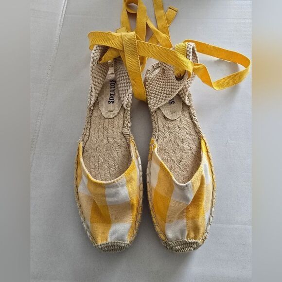 Soludos® Lauren Espadrille Sandals in Marigold Gingham Check Size 6 - Picture 8 of 8